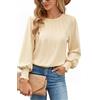 Gyabnw Maglietta Manica Lunga Donna T-Shirt Cotone Maglia Donna Elegante con Maniche a Sbuffo Girocollo Adatto per Gonne alla Moda Pantaloni Pantaloncini