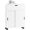 SoBuy BZR31-W scaffale di nicchia armadio da bagno armadio da bagno carrello da bagno con 2 ante scorrevoli e 1 comò con patta per bagno Bianco - BIANCO