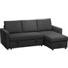 HOMCOM Divano angolare convertibile modulabile con chaise longue reversibile, contenitore e 3 cuscini per lo schienale, nero
