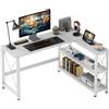 HOMCOM Scrivania ad angolo modulabile reversibile, scrivania con ripiani, ripiano di ripiani, telaio in metallo, 135x110x75cm, bianco | Aosom Italy