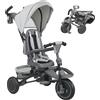 AIYAPLAY Triciclo Evolutivo 6 in 1 Pieghevole Seggiolino Girevole a 360° Maniglia Genitoriale Schienale Reclinabile Tettoia Grigio | Aosom Italy