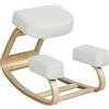 Vinsetto Sedia Ergonomica con Inginocchiatoio in Legno di Betulla e Cuscino, 51x69x58 cm, Crema | Aosom Italy