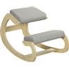 HOMCOM Sedia Ergonomica con Inginocchiatoio e Reclinabile, in Tessuto Effetto Lino e Legno, 55x85x55 cm, Grigio Chiaro | Aosom Italy