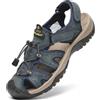 FLARUT Sandali Estivi Uomo Esterni PelleTraspirante Sandali Sportivi Scarpe da Trekking Passeggiata Fisherman Casual Sneakers Antiscivolo(Blu,42)