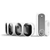 Arlo Pro 5 Telecamera WiFi Esterno Senza Fili, Visione Notturna Colori, Prova Inclusa Secure, 4 Telecamere, Bianche & Arlo Essential 2K Videocitofono + Campanello Chime, Citofono Smart, Sirena, Bianco