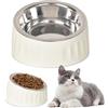 Hnonoxy Ciotola per Gatti in Acciaio Inox, Ciotole per Cani Inclinata di 15°e Rialzata, Staccabile, Anti Scivolo Scodella per Animali Domestici, Mangiatoie e Abbeveratoi per Gattini e Cani (Bianco)