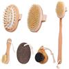 JNUYISW Spazzola Schiena Doccia, 34cm Spazzola Schiena Doccia Manico Lungo Massaggio Spazzola Corpo Spazzola Viso Pulizia Pietra Pomice Naturale Spazzola Doccia Schiena per Pulire Pori, Esfoliare