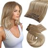 Moresoo Extension con Clip Capelli Veri Marrone Scuro #8/22/8 30 cm 80g 5pz | Finitura Naturale, Cucitura Forte, Perfetta Fusione, Design Confortevole, Look Chic