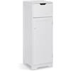Mondeer Cassettiera Bagno, Colonna Moderna con 1 Cassetti 1 Ante e 2 Ripiani, 32x30x87cm Mobiletto Bagno Salvaspazio in Legno MDF Lacca, Bianco per Bagno Soggiorno Angolo Ingresso