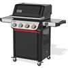 WEBER Barbecue a Gas da Giardino BBQ da Esterno 4 Bruciatori in Acciaio Inox con Ripiani Laterali e Griglie in Ghisa Smaltata WeberCraft colore Nero/Silver Spirit Ep 425 - 1500952