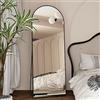 NEUWEABY Specchio a figura intera 162 x 53 cm, specchio da pavimento ad arco con supporto, specchio a tutto corpo dorato appeso o appoggiato alla parete per ingresso camera da letto, Nero
