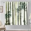Kzzfqxb 117x138cm 2 Pannelli Tende Cinesi con Pittura, Foglie di Bambù Verdi Dritte Disegno Classico a Inchiostro Drappeggiate per Finestre per Soggiorno Camera da Letto