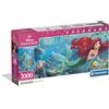 Clementoni - Puzzle 1000 Pezzi per Adulti e Ragazzi, Collection Panorama Tema Disney La Sirenetta, con Poster Incluso, Compact Box, Idea Regalo Made in Italy, 98x33 cm, 39893