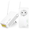 STRONG - Powerline 600 Duo Wi-Fi EU - Adattatore Powerline 600 + Wi-Fi 300 Mbps - Internet Veloce - Presa Passante Schuko - Portata di 300m - Per Tutti i Modem/Router - Hotspot + Ethernet - Bianco