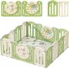 Zkiprm Zkipm Recinto Per Bambini, Tappetino da gattonare, Box Neonato Pieghevole, Cancello Di Sicurezza, Forma Regolabile, Facile da Piegare, Antiscivolo (12/14/16 Pannelli)+Colores blanco/madera/verde
