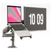 H180-FP Doppio supporto ergonomico da scrivania per laptop e monitor con regolazione 3D