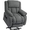 DecHome Poltrona Relax Alzapersona Massaggiante e Reclinabile con 2 Tasche e Telecomando 93x104x105 cm colore Grigio - F933GY
