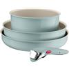 Tefal Ingenio Serenity L8284S04 - Set di 4 pentole con rivestimento antiaderente Mineralia, salvaspazio, impilabili, per tutti i piani cottura, lavabili in lavastoviglie, eucalipto
