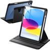 JETech Custodia Rotante per iPad (A16) 11a/10a Generazione (2025/2022) con Portapenne, Protezione con Rotazione a 360 Gradi Supporto Cover Chiaro Retro (Nero)