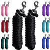 Majestic Ally Confezione da 2 corde in poliestere per cavalli e bestiame, lunghezza 3,5 m e spessore 1,5 cm, con bullone a scatto sostituibile, fatte a mano, morbide, rotte al tatto (nero)