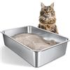 Gimars Lettiera Gatto Inox XXL, Lettiere Acciaio Inox Spessa, Facile da Pulire, Bordo Alto, Antiruggine, Non Assorbe Odori, Vassoio in Metallo per Gatti e Conigli