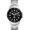 Fossil Orologio subacqueo blu da uomo, movimento al quarzo con data a tre lancette e cinturino in acciaio inossidabile o in pelle, 42 mm, Nero e argento
