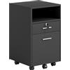Vinsetto Cassettiera da Ufficio Portadocumenti in Legno con 2 Cassetti e Ripiano Aperto, 39x40x65 cm, Nero | Aosom Italy