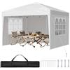 VEVOR Gazebo Pieghevole 2,95x2,95 m da Esterno, Gazebo Pieghevole Portatile Istantaneo con Pareti Laterali, Finestre Ventilate, Tenda all'Aperto Riparo dal Sole per Eventi, Giardino, Bianco
