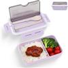 Cyrank Bento Lunch Box per Bambini,Porta Pranzo con Posate,Contenitori Pranzo Tenuta stagna 2 Scomparti Bento Box Portatile con Bacchette Cucchiaio Porta Pranzo Cestino per il pranzo al sacco (Viola)