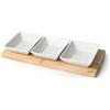 Lacor - 61240 - Vassoio in Bambù, 100% Bambù e Porcellana, 3 Scomparti, Facile da Pulire, Lavabile in Lavastoviglie, Ottimo per Servire Snack, Capacità Ogni Ciotola: 100 ml