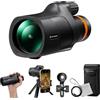 K&F CONCEPT Telescopio Monoculare 12 * 50, HD BAK4, Monocolo Portatile con Interfaccia Arca, Clip per telefono, Supporto per Treppiede Piccolo, Canocchiale Monoculare per Bird Watching, Viaggio, Nero