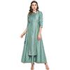 Janasya Abito Etnico in Seta Poli Indiana per Donna (Verde Chiaro,Grande)