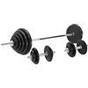 Gorilla Sports® Set di Bilanciere con Manubri - 100kg, 18 Dischi di Peso, 30mm, in Gomma, Bilancere 170cm, 2 Manubri, 6 Chiusure a Stella, Impugnatura Antiscivolo - Pesi Palestra, Barra, Sollevamento
