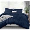 Utopia Bedding, Set copripiumino Queen Size, 1 copripiumino con 2 federe, 3 pezzi, copripiumino con chiusura a cerniera, morbida microfibra spazzolata, 228,5 x 228,6 cm (Queen size, blu navy)