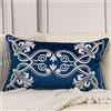 Aeckself Federa per cuscino con motivo floreale europeo, 30,5 x 50,8 cm, lussuosa, in velluto ricamato, decorativo, per divano, camera da letto, soggiorno, blu navy e bianco