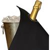 BottleCloths - Collezione Classic, Chiffon per Bottiglia con Anello Metallico per Secchielli del Ghiaccio, Cotone, 42 cm, Foro Angolare (Nero con Anello Carbone, Confezione da 1)
