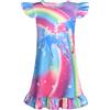 BSBUY Camicia da Notte da Ragazza, Unicorno Camicia da Notte per Bambina, Bambina Pigiama Corta con Volant, Cotton Ragazza Bambina Nightdress Estate, Bambina Girocollo Camicia da Notte, per 3-12 Anni