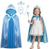 maxToonrain Costume da principessa, mantello con cappuccio, da donna, per Halloween, Natale, compleanno, giornata mondiale del libro, include orecchini, collana, scettro, corona e anello (blu, 140 cm)