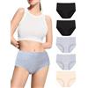 Coswind Mutande Donna Cotone Vita Alta Sexy Push Up Glutei Mutandine Traspirante Elasticizzato Slip Pacco da 5 Nero/Grigio Chiaro/Bianco XL