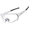 ROCKBROS Occhiali da Sole Ciclismo Sportivi PC Lenti Trasparenti Fotocromatiche UV400 Nero/Rosso Ultraleggero Unisex
