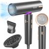 YASHE Asciugacapelli Ionico, Motore Senza Spazzole a 110.000 g/min, diffusore e concentratore, 3 velocità, 4 impostazioni di calore, pulsante di raffreddamento, asciugatura rapida a 23m/s, 1800W