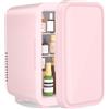 YASHE Mini frigorifero da 6 litri/8 lattine 220-240 V AC/DC, refrigeratore termoelettrico portatile, frigoriferi, camera da letto, cura della pelle, bevande, ufficio, dormitorio e auto, rosa