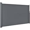 Juskys Tenda da sole laterale Dubai 180 x 300 cm estensibile e coprente, frangivista e frangivento per balcone e terrazza, tenda a rullo laterale con supporto a muro - grigio