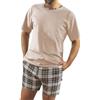 sesto senso Pajamas Uomo Corto Cotone Tshirt Pantalonici Set Manich Corte Estate L 2576/53 Beige