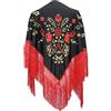 La Senorita La Señorita Foulard cintura chale manton de manila Flamenco di danza nero rosso oro frangia rosso