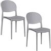 Sedia con schienale ovale di colore Grigio - 2 Sedie