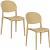Sedia con schienale ovale di colore Beige - 2 Sedie