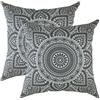 TreeWool - Confezione da 2 - Federe per Cuscini Decorativi con Accenti di Mandala in Cotone (Grafite, 55 x 55 cm)