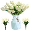 MaibaoteMbt Tulipani Artificiali - 12 Pezzi Fiori Finti in Lattice con Foglie per Matrimonio, Festa, Composizioni Floreali, Bouquet da Sposa (Beige)