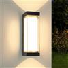 YindaLux 24W LED Lampada da Esterno a Parete, IP65 Impermeabile 3000LM Applique da Interno/Esterno, 3000K Bianco Caldo Luci da Estern, Alluminio Applique per Terrazza, Ingresso, Corridoio, Nero